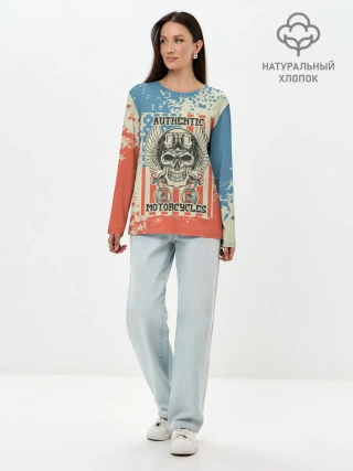 Лонгслив женский. Хлопок / Authentic Motorcycle