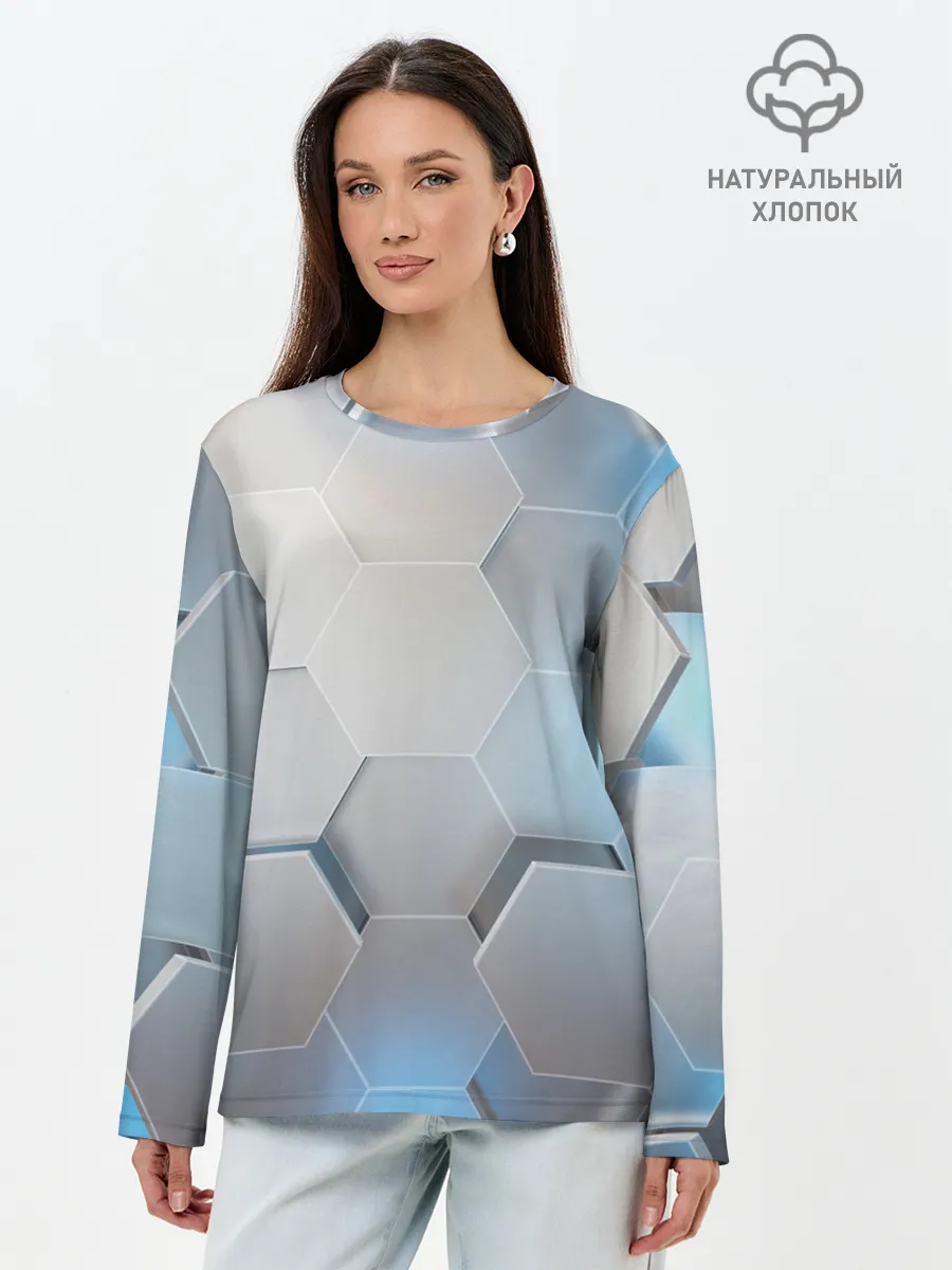 Лонгслив женский. Хлопок / 3D соты