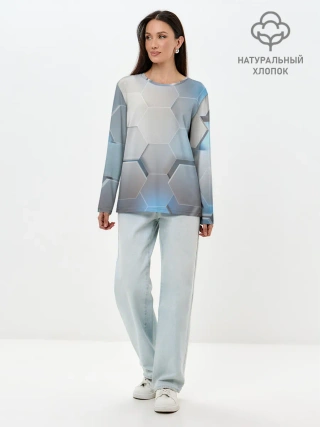 Лонгслив женский. Хлопок / 3D соты