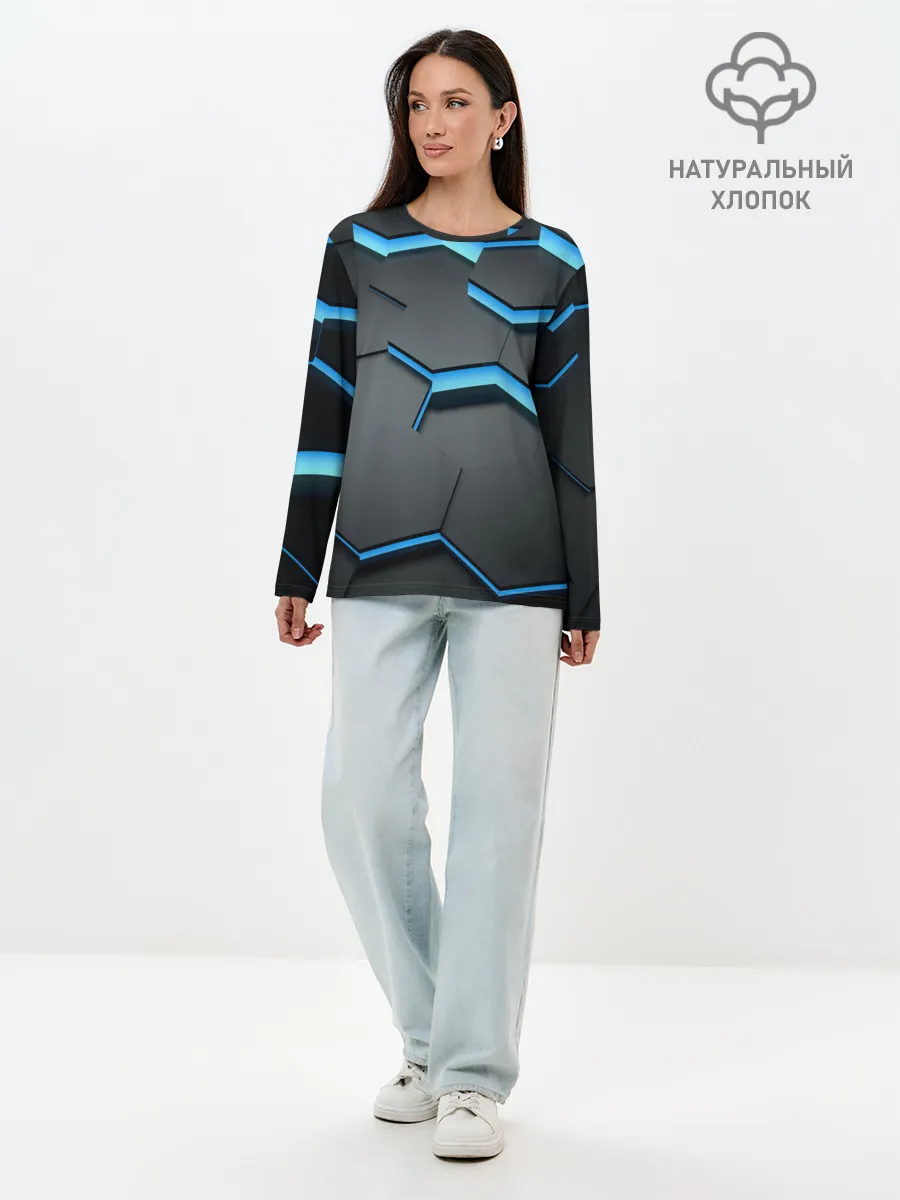 Лонгслив женский. Хлопок / 3D Плиты