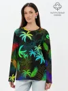 Лонгслив женский. Хлопок / ПАЛЬМЫ / ТРОПИКИ