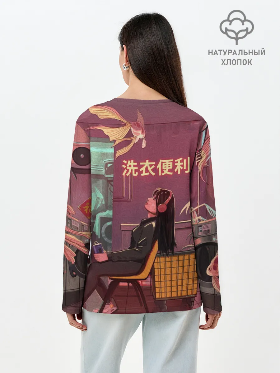 Лонгслив женский. Хлопок / Стирка