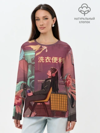 Лонгслив женский. Хлопок / Стирка