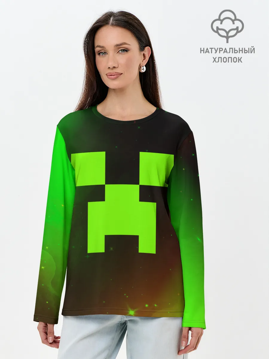 Лонгслив женский. Хлопок / MINECRAFT / МАЙНКРАФТ