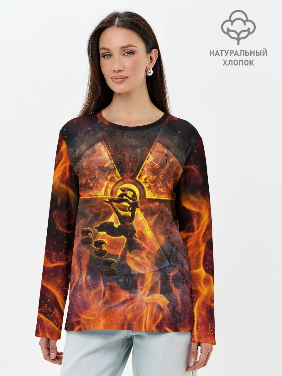 Лонгслив женский. Хлопок / S.T.A.L.K.E.R. 2 КОЛЕСО ОБОЗРЕНИЯ,ПРИПЯТЬ