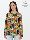 Лонгслив женский. Хлопок / Папуги