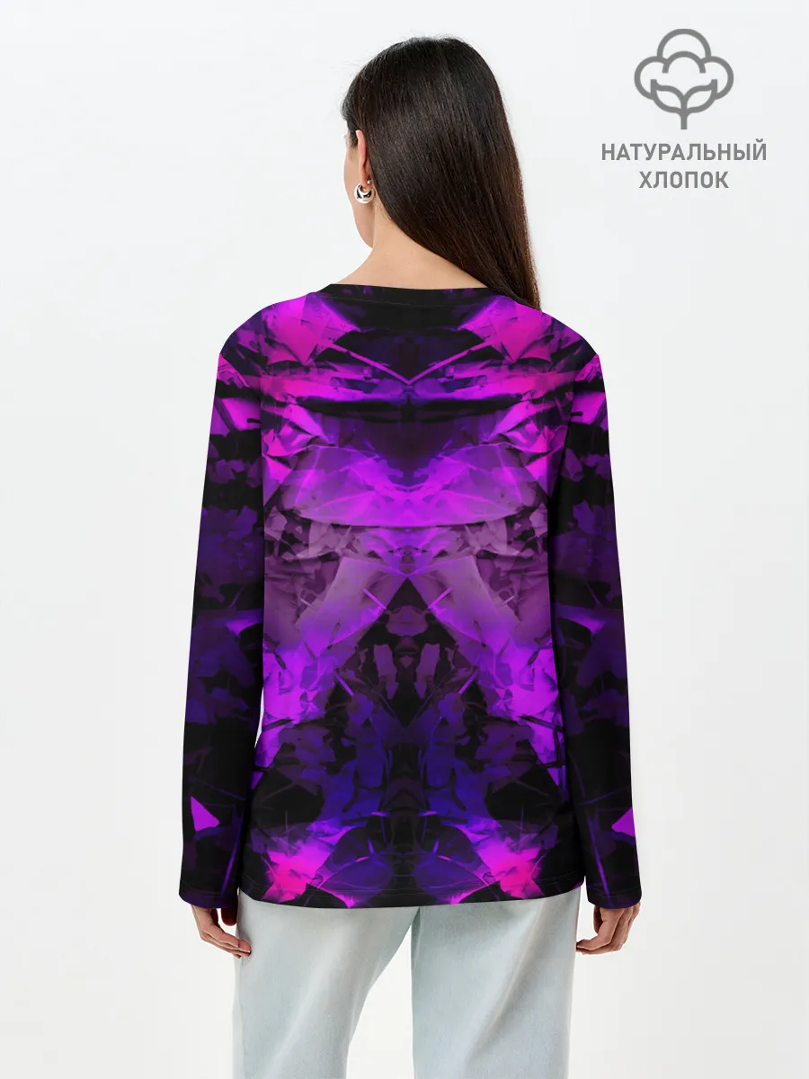 Лонгслив женский. Хлопок / абстракция,пришелиц,космос,100