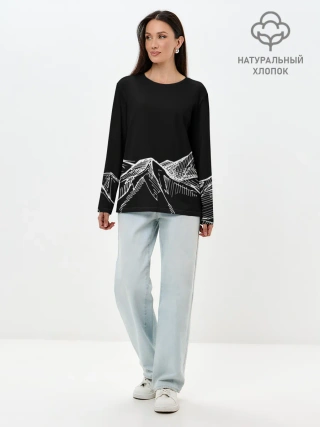 Лонгслив женский. Хлопок / Горы