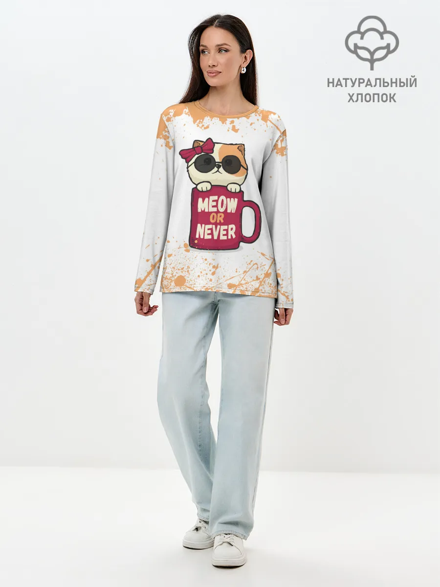 Лонгслив женский. Хлопок / МИЛЫЙ КОТЕНОК | CUTE KITTEN