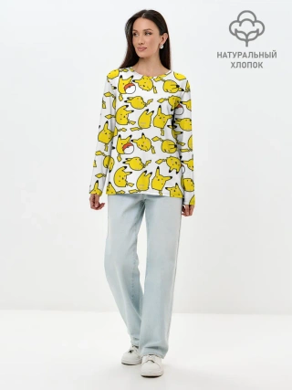 Лонгслив женский. Хлопок / Пикачу