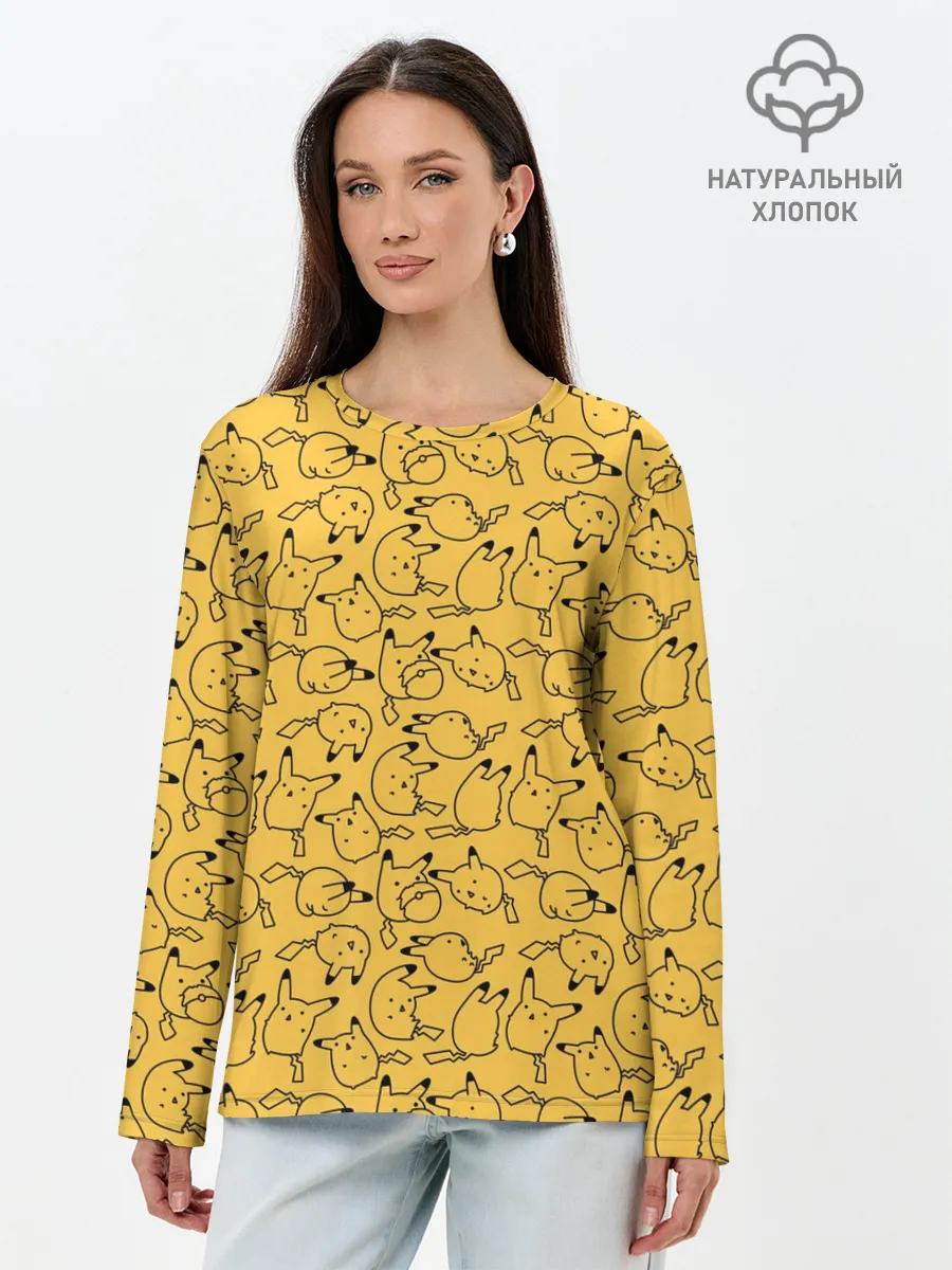 Лонгслив женский. Хлопок / Покемон Пикачу