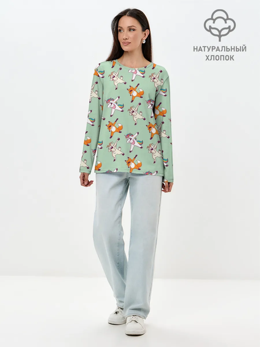 Лонгслив женский. Хлопок / Dabbing Animals