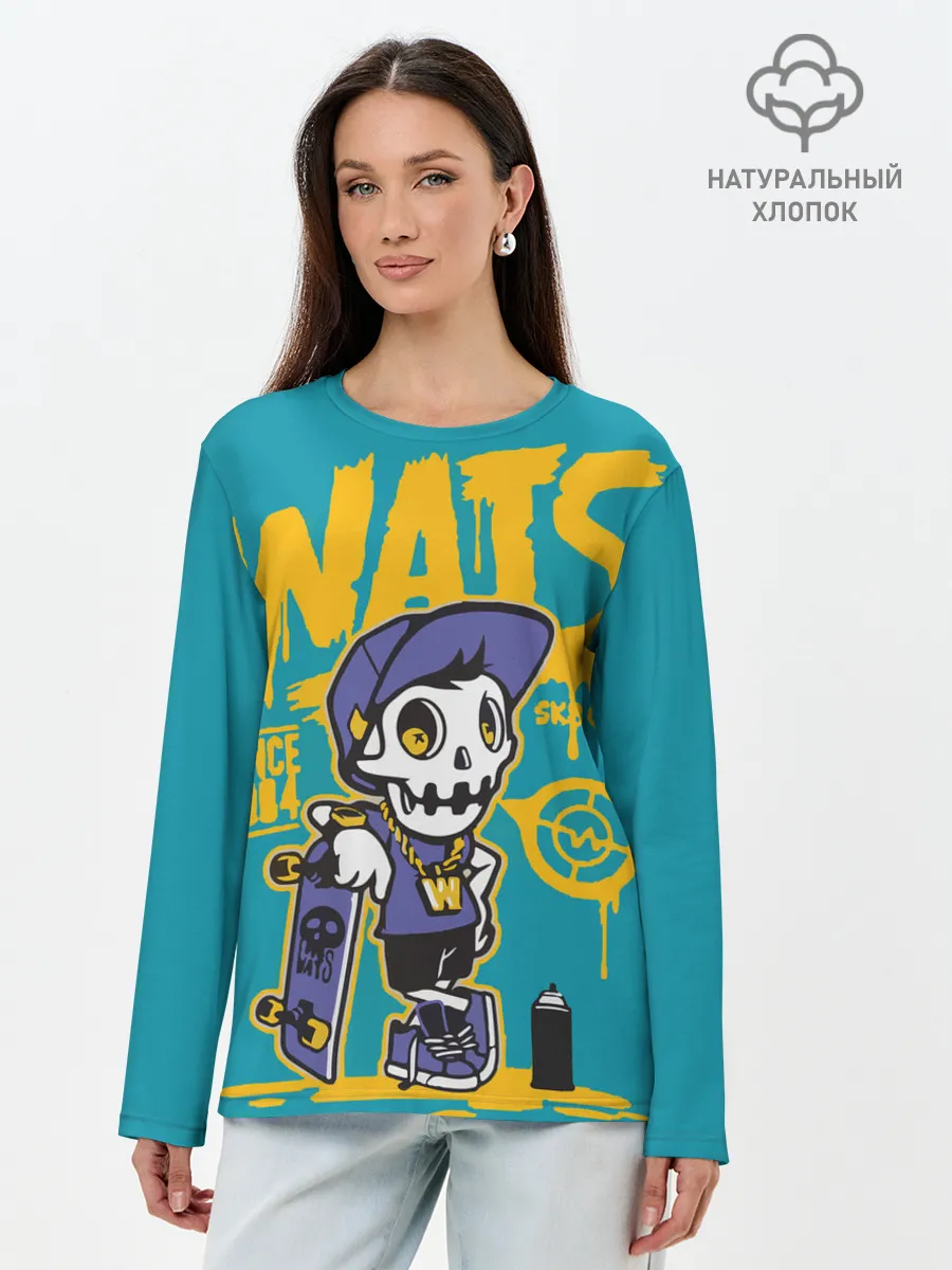 Лонгслив женский. Хлопок / Граффити Wats