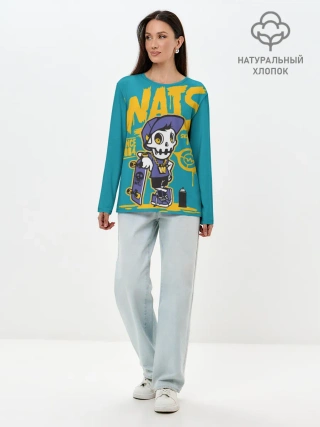 Лонгслив женский. Хлопок / Граффити Wats
