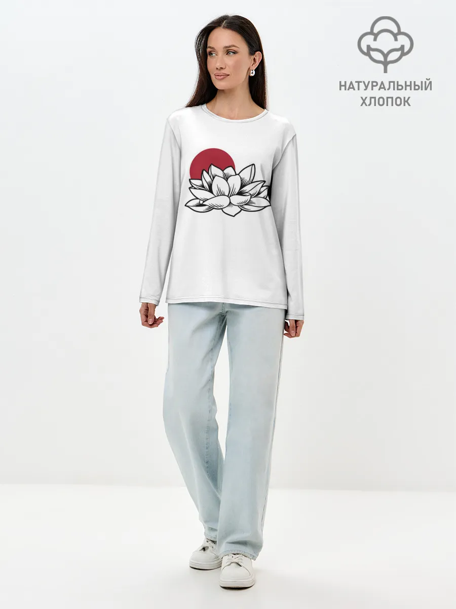 Лонгслив женский. Хлопок / КУВШИНКА НИМФЕЯ | WATER LILY