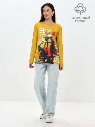 Лонгслив женский. Хлопок / Зеницу Агацума с клинком