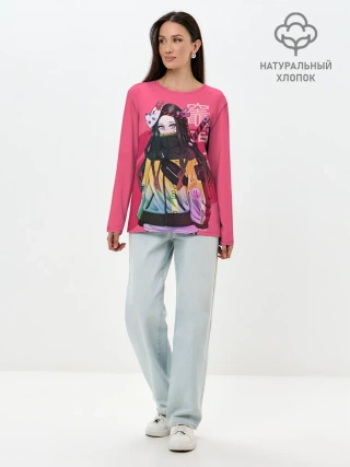 Лонгслив женский. Хлопок / Нэдзуко Камадо