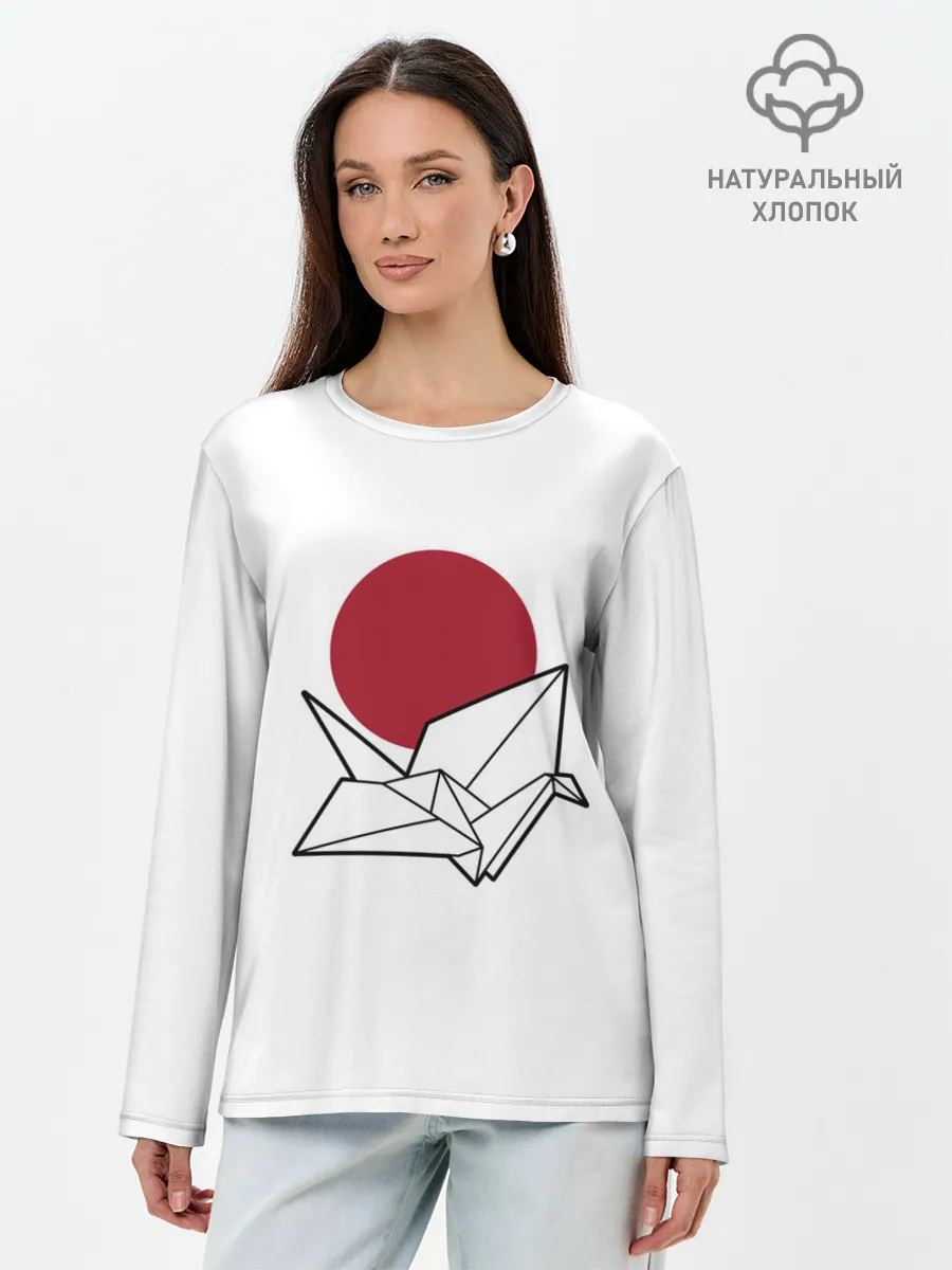 Лонгслив женский. Хлопок / БУМАЖНЫЙ ЖУРАВЛЬ | PAPER CRANE