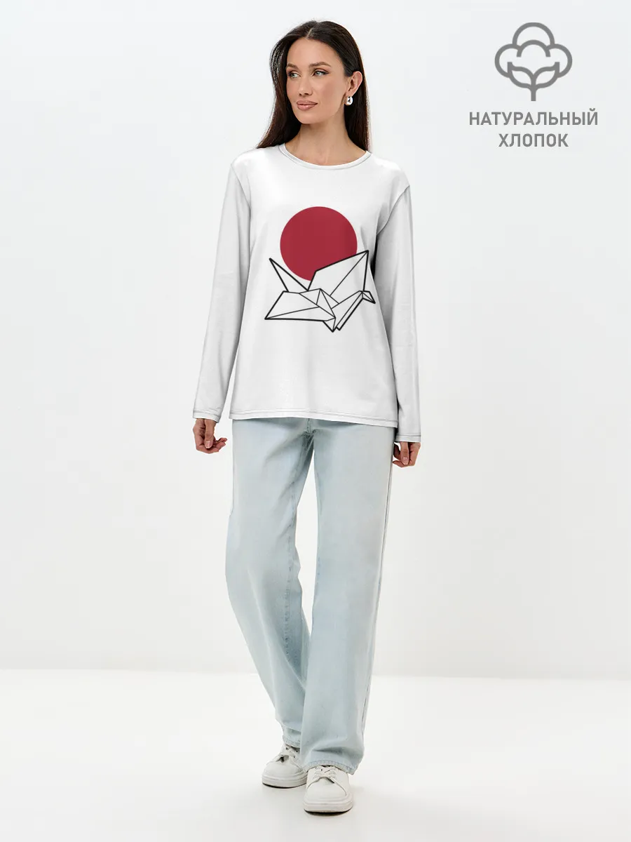 Лонгслив женский. Хлопок / БУМАЖНЫЙ ЖУРАВЛЬ | PAPER CRANE