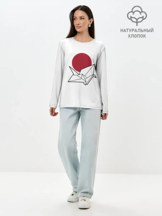 Лонгслив женский. Хлопок / БУМАЖНЫЙ ЖУРАВЛЬ | PAPER CRANE