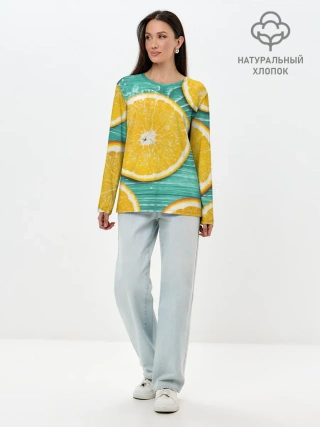 Лонгслив женский. Хлопок / Апельсины