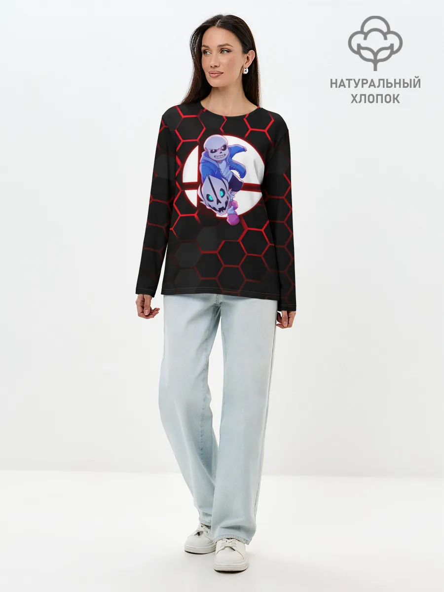 Лонгслив женский. Хлопок / Sans | Hexagon