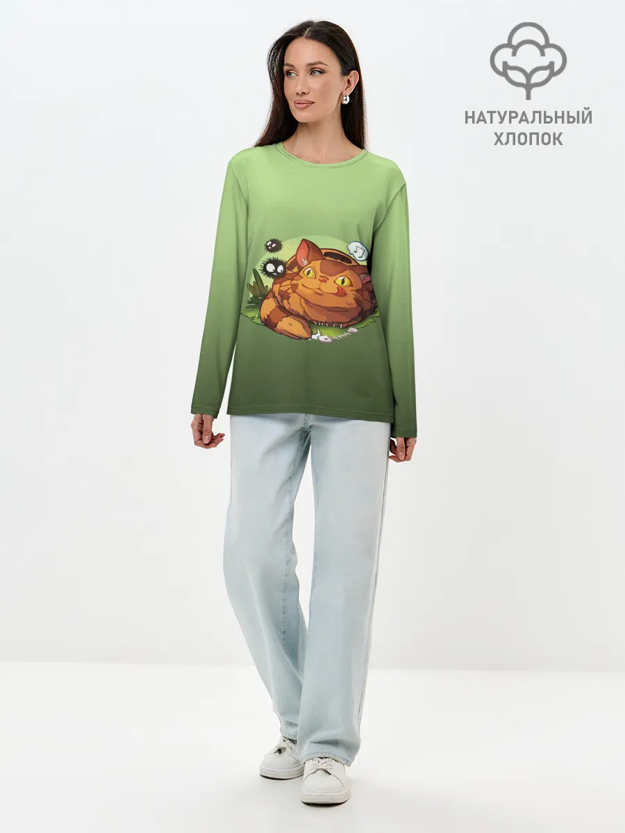 Лонгслив женский. Хлопок / Catbus Studio Ghibli Котобус