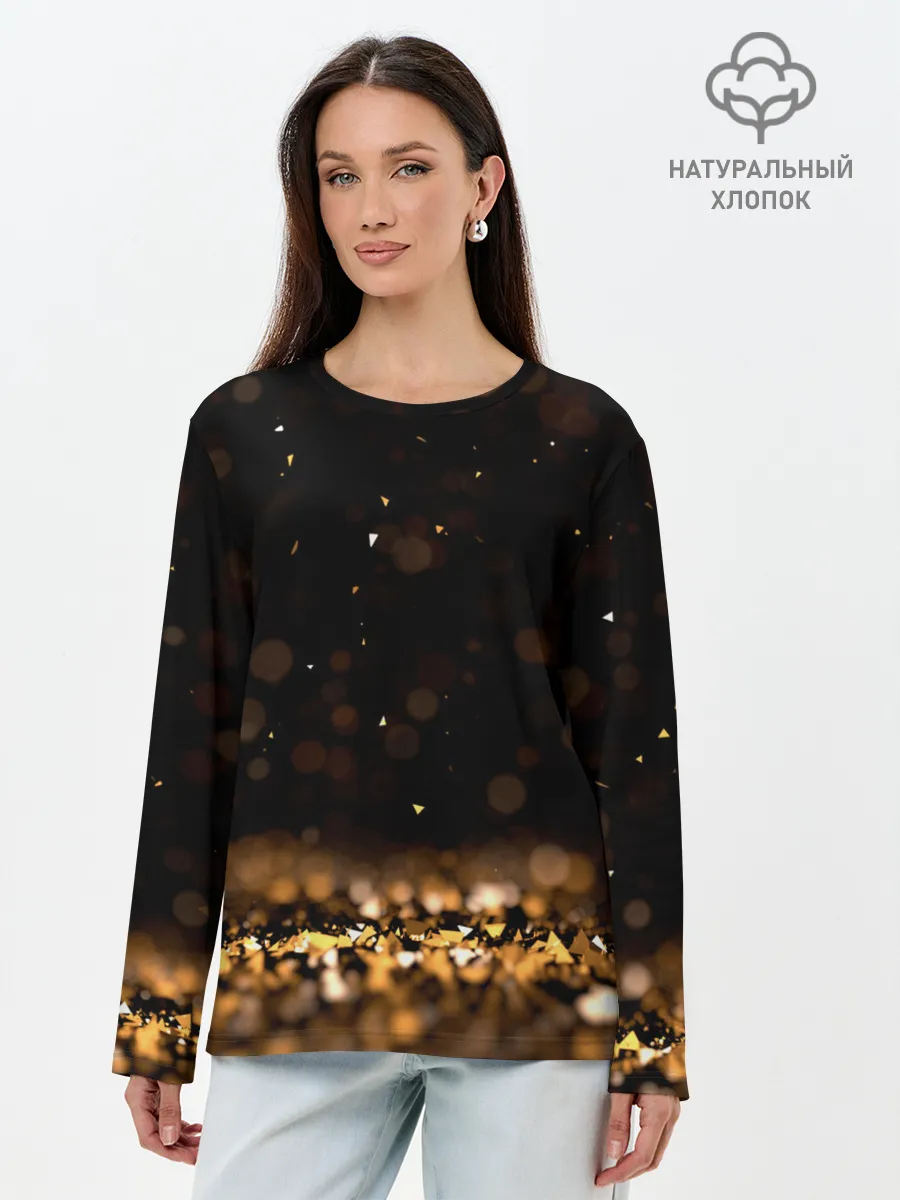 Лонгслив женский. Хлопок / Золото