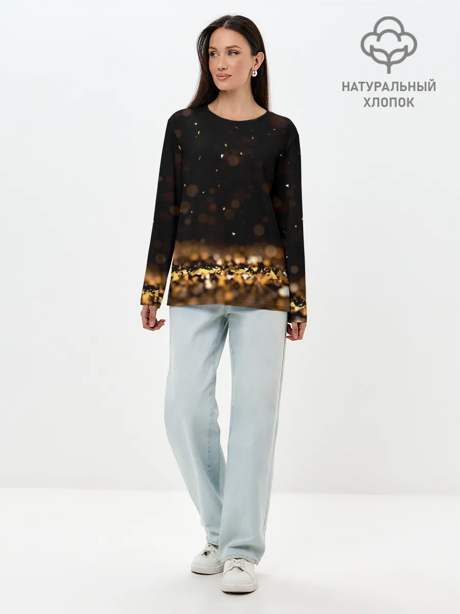 Лонгслив женский. Хлопок / Золото