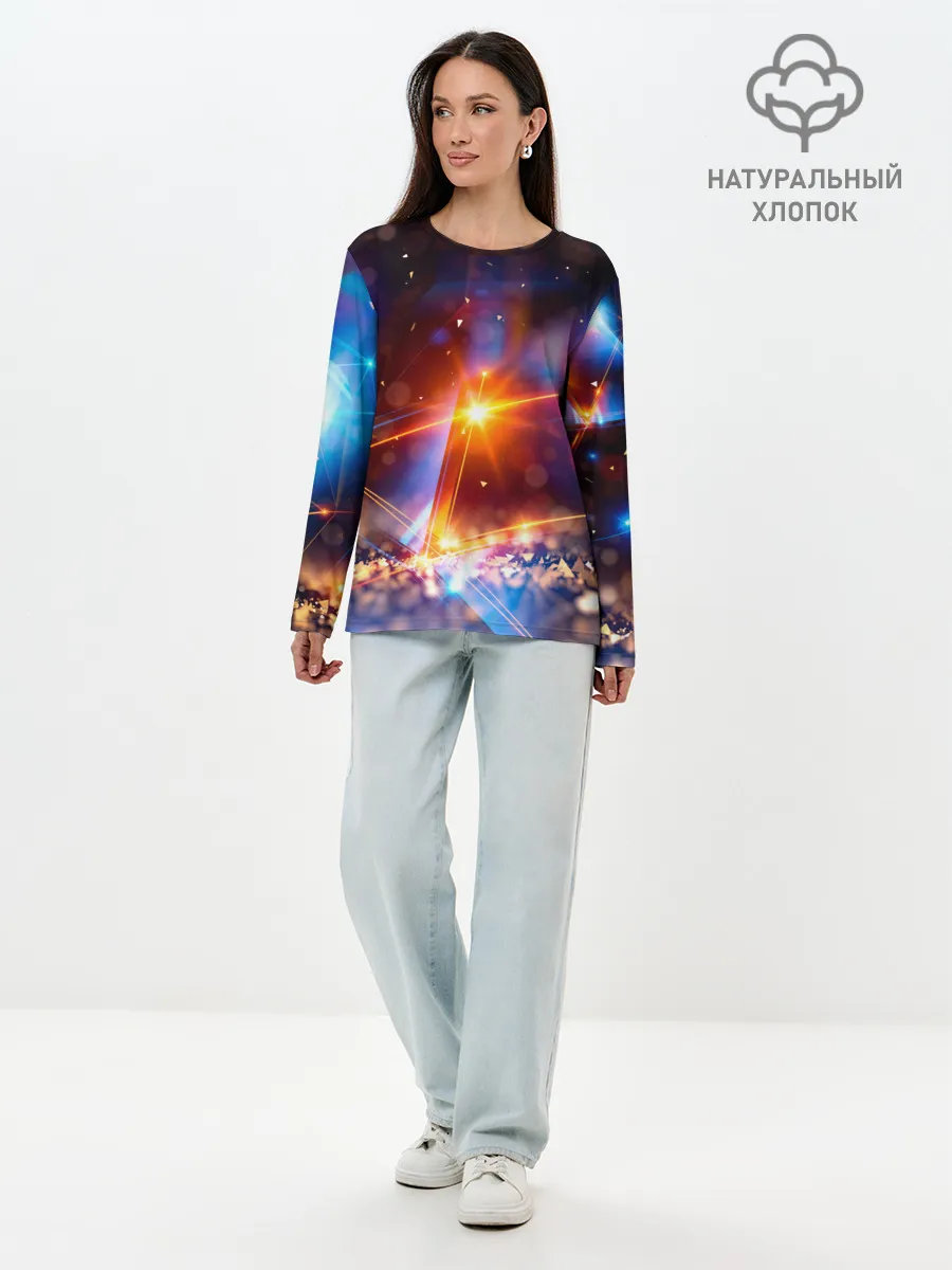 Лонгслив женский. Хлопок / geometry light