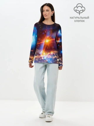 Лонгслив женский. Хлопок / geometry light