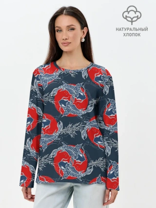 Лонгслив женский. Хлопок / Japanese carp