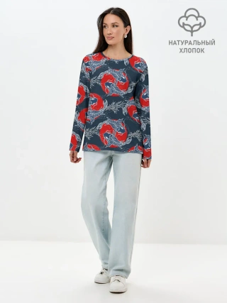 Лонгслив женский. Хлопок / Japanese carp