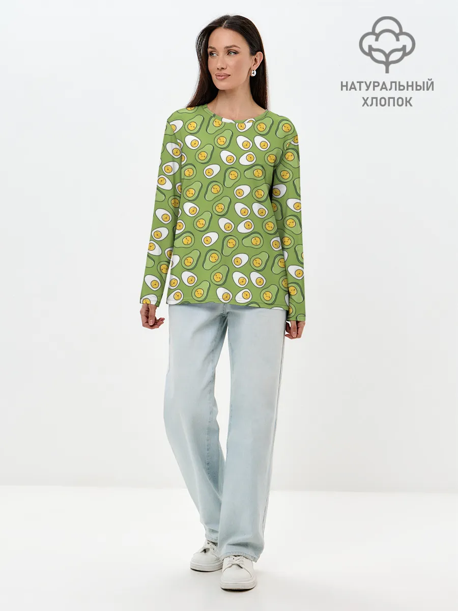 Лонгслив женский. Хлопок / Avocado and Eggs