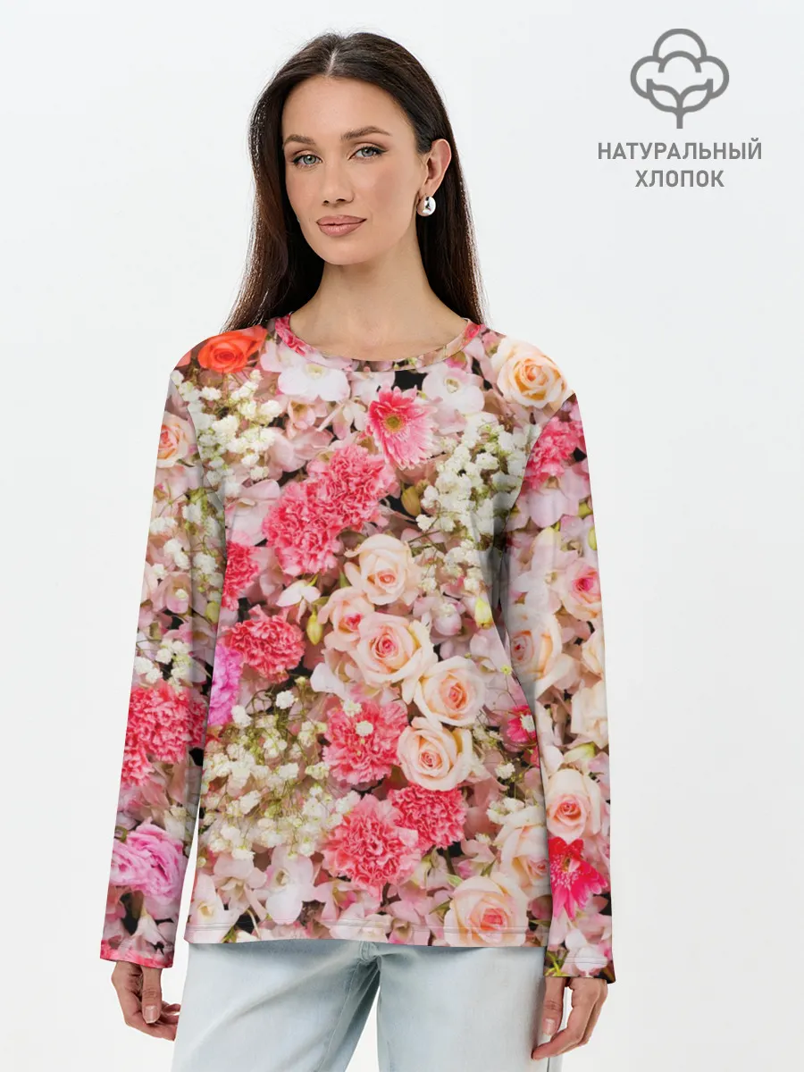 Лонгслив женский. Хлопок / Розы | Roses