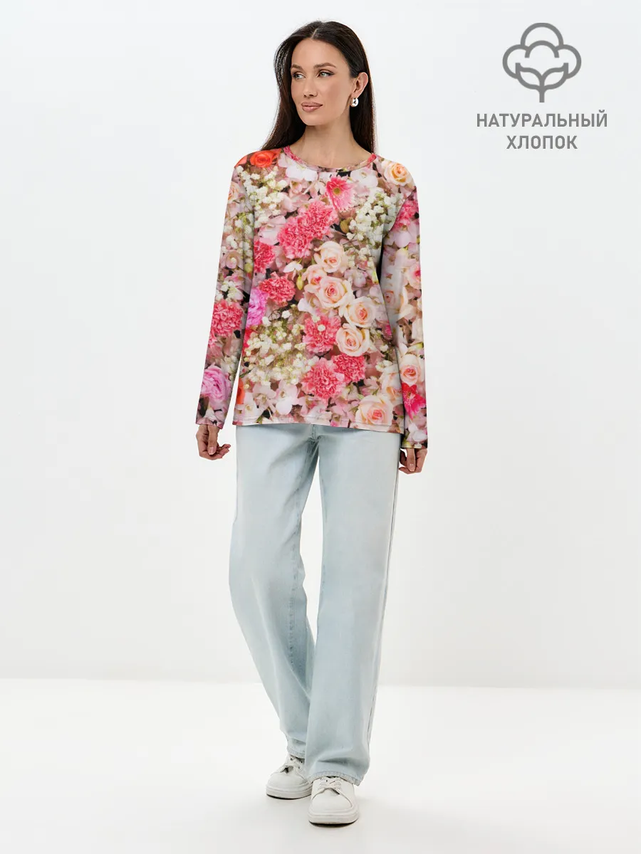 Лонгслив женский. Хлопок / Розы | Roses