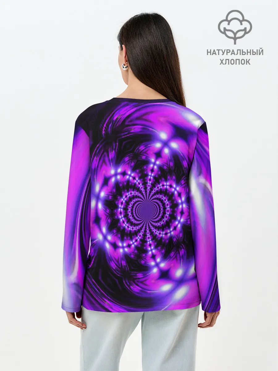 Лонгслив женский. Хлопок / НЕОНОВЫЙ ФРАКТАЛ