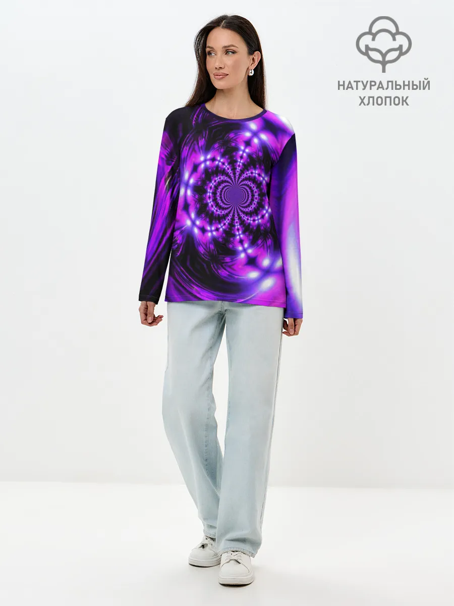 Лонгслив женский. Хлопок / НЕОНОВЫЙ ФРАКТАЛ