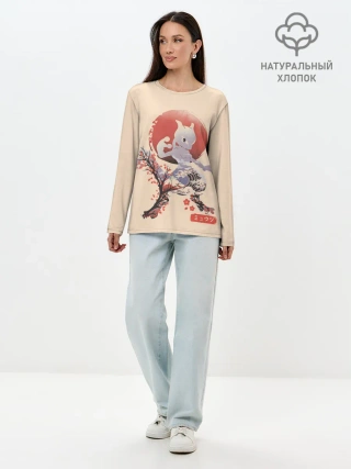 Лонгслив женский. Хлопок / Mewtwo