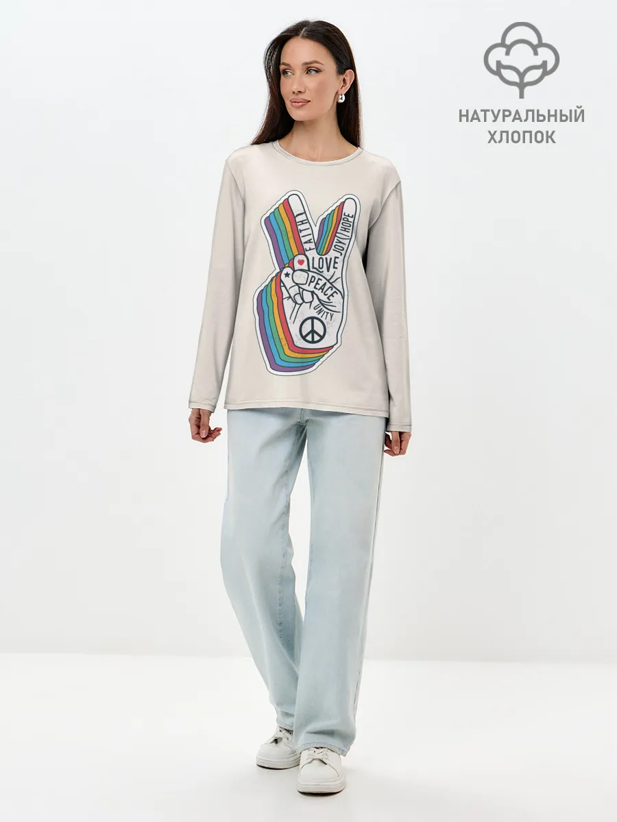 Лонгслив женский. Хлопок / PEACE and LOVE | МИР и ЛЮБОВЬ