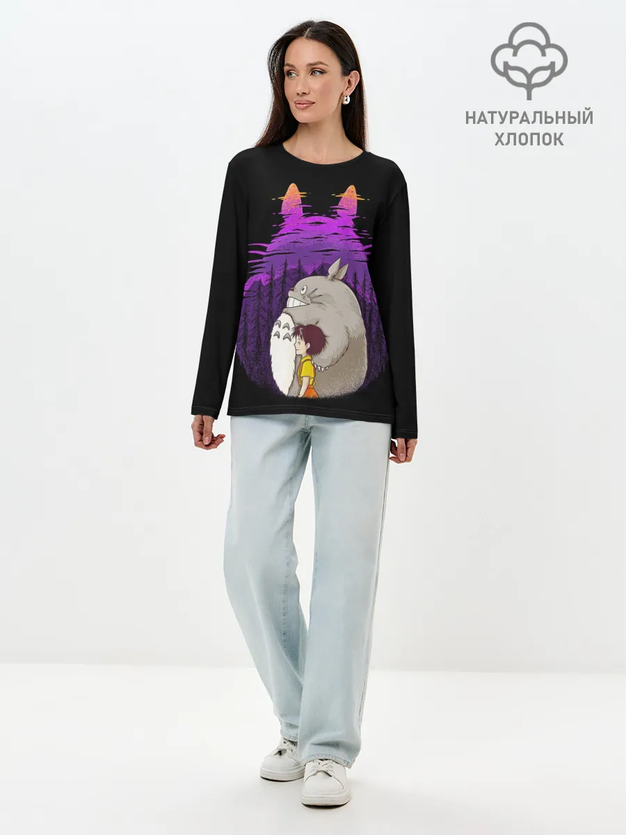Лонгслив женский. Хлопок / Тоторо и Сатсуки