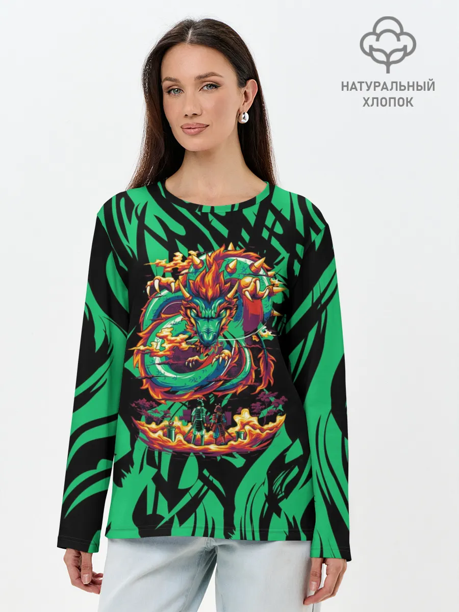 Лонгслив женский. Хлопок / Dragon | Дракон