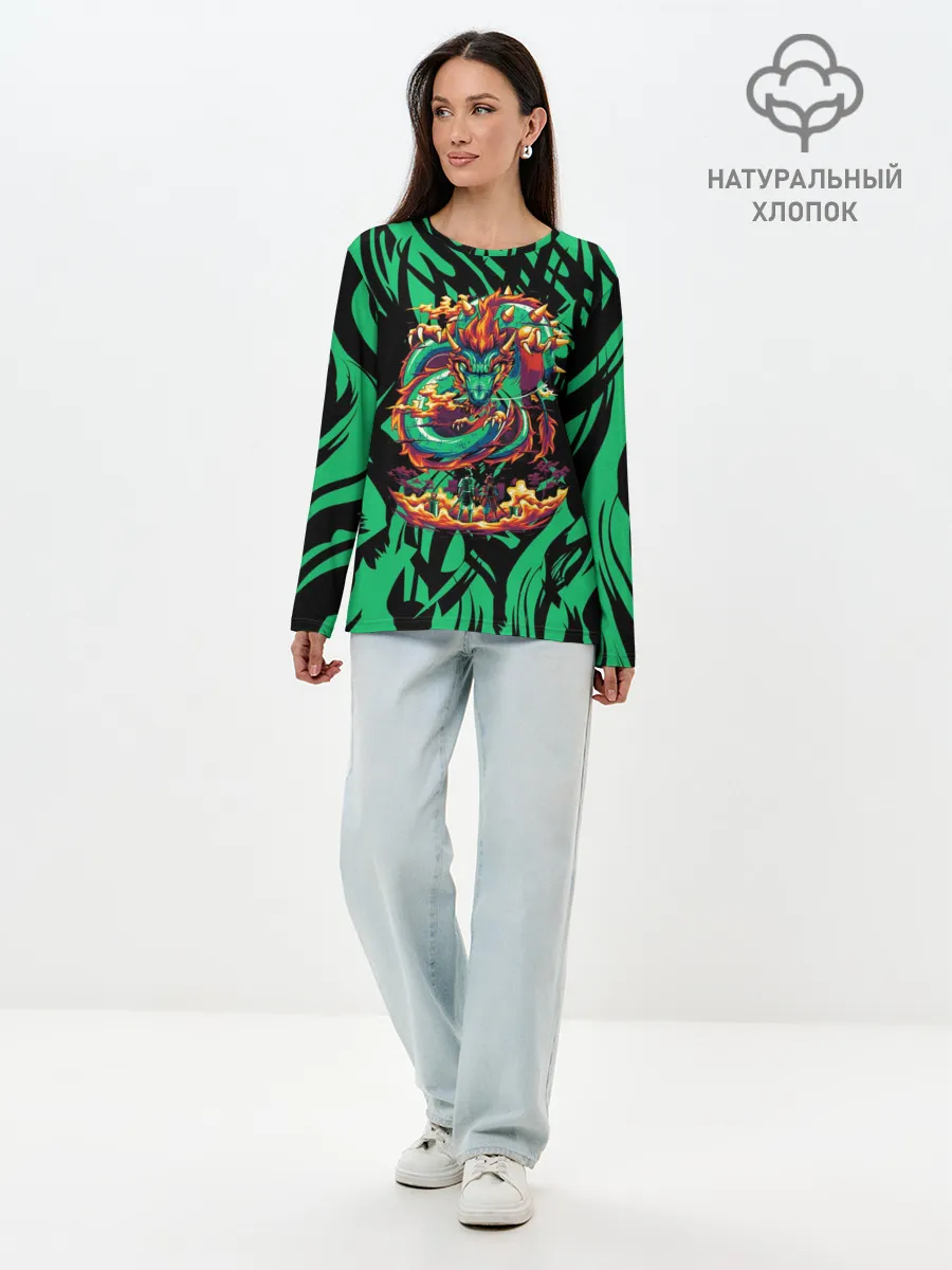 Лонгслив женский. Хлопок / Dragon | Дракон