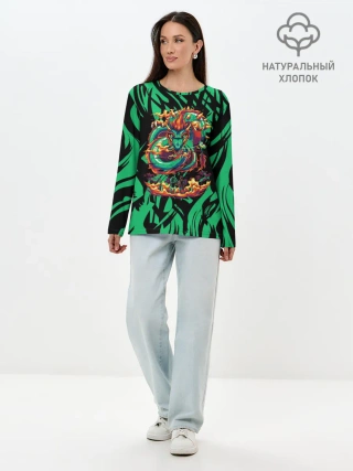 Лонгслив женский. Хлопок / Dragon | Дракон