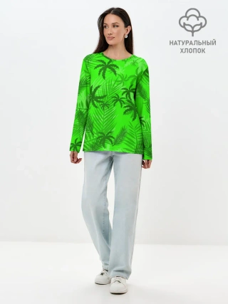 Лонгслив женский. Хлопок / ПАЛЬМЫ | ЛЕТО | TROPICAL