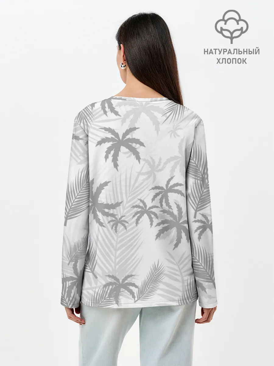 Лонгслив женский. Хлопок / ПАЛЬМЫ | ЛЕТО | TROPICAL