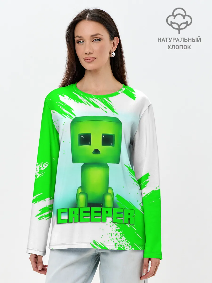 Лонгслив женский. Хлопок / MINECRAFT CREEPER