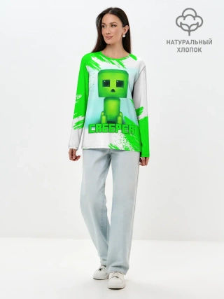 Лонгслив женский. Хлопок / MINECRAFT CREEPER