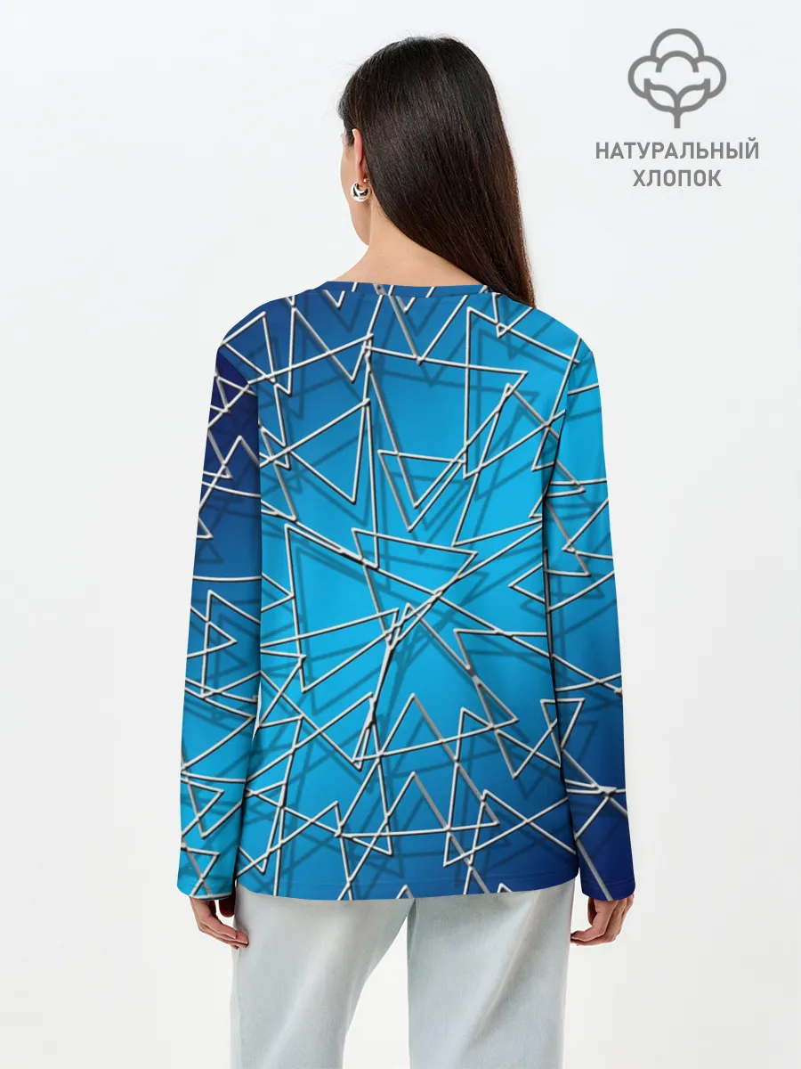 Лонгслив женский. Хлопок / Треугольники