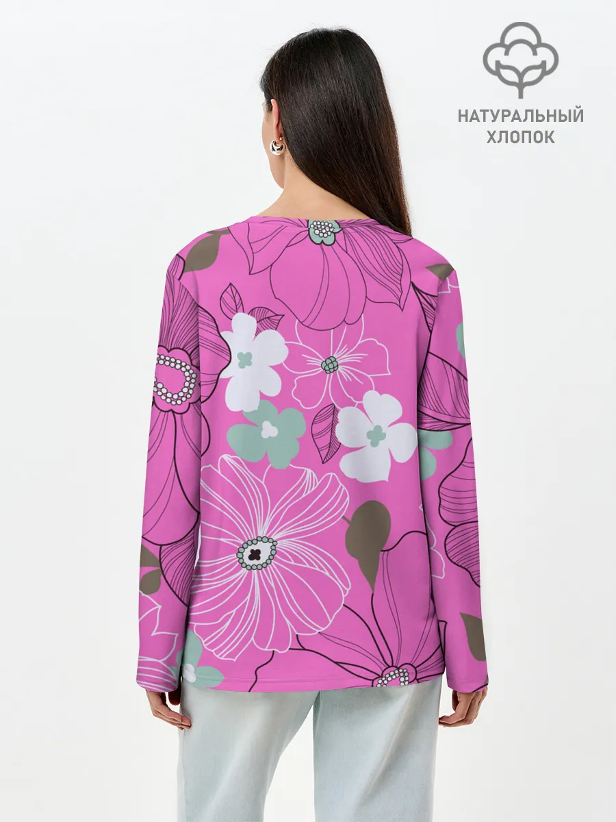 Лонгслив женский. Хлопок / Аниме Цветочная Тян